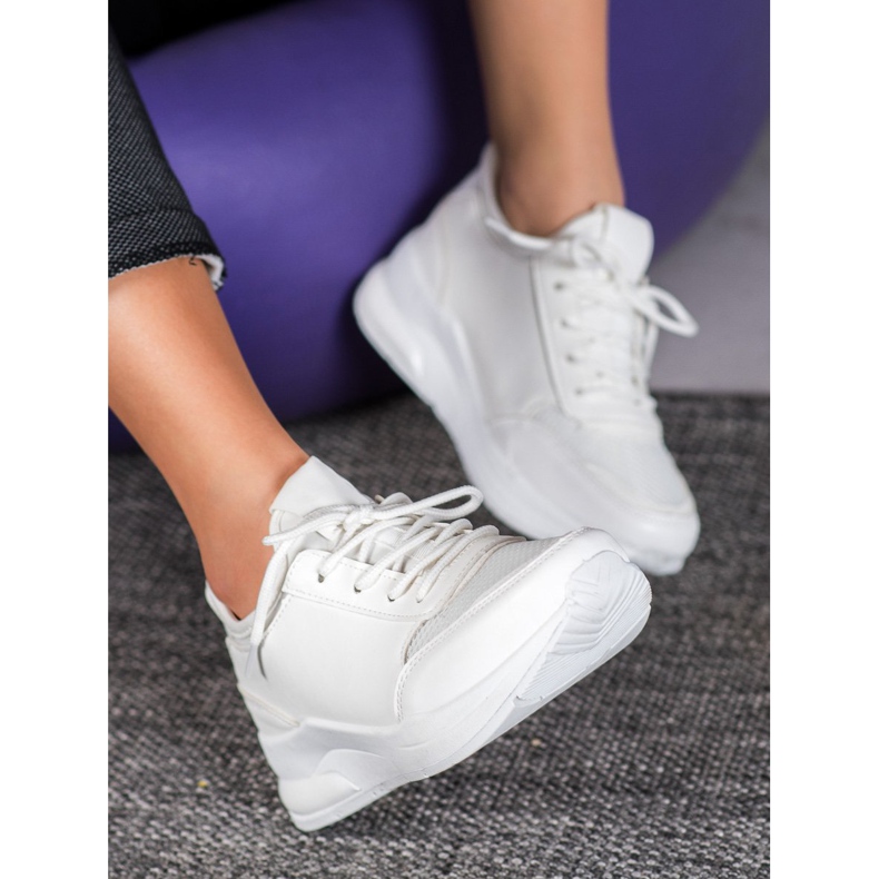 SHELOVET Knutna skor i ekoläder vit 2