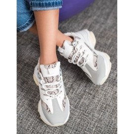 SHELOVET Snake Print Platform Sneakers vit 2