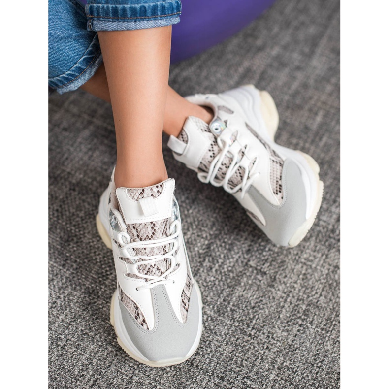 SHELOVET Snake Print Platform Sneakers vit 2