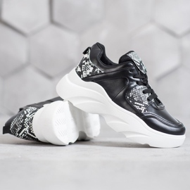 Weide Moderiktiga Eco Leather Sneakers svart 1