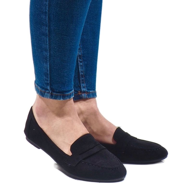 Svarta ballerina loafers i ekologisk mocka B2030 2