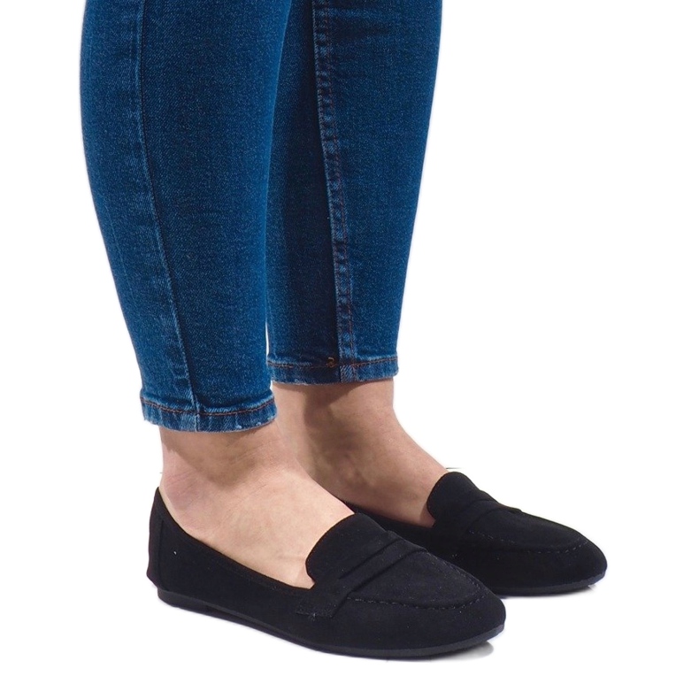 Svarta ballerina loafers i ekologisk mocka B2030 1