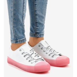 Vita sneakers med rosa sulor LTD205-2 1