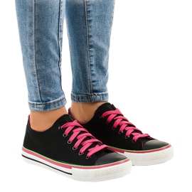 Svarta klassiska låga sneakers W03 grön 1