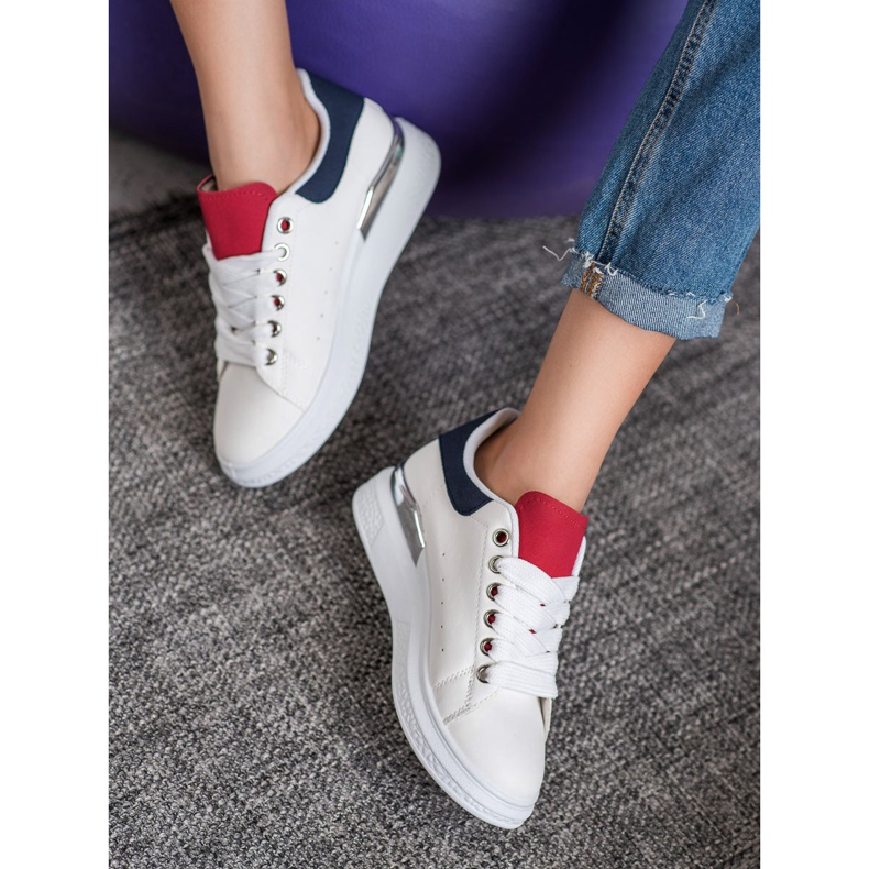 SHELOVET Sneakers på plattformen med ekoläder vit 1