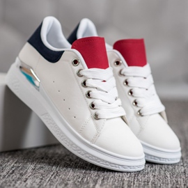 SHELOVET Sneakers på plattformen med ekoläder vit 2