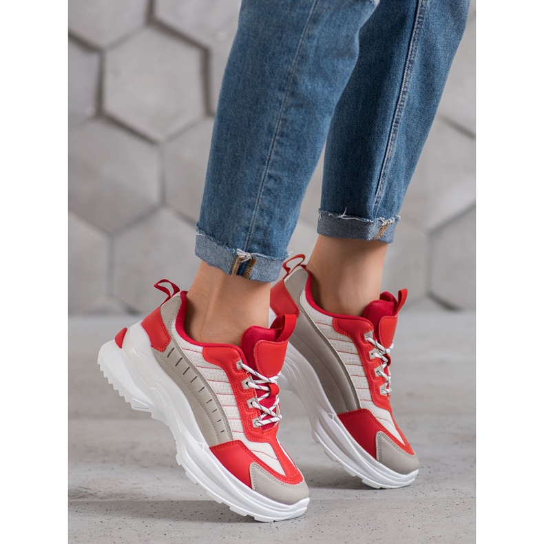 SHELOVET Trendiga skor på plattformen röd mångfärgad 1