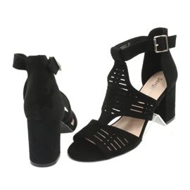 Sergio Leone SK903 sandaler i mocka svart 4