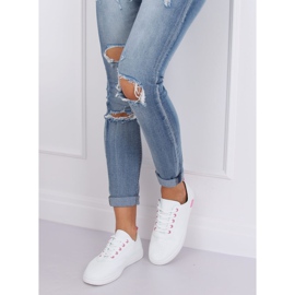 Vita och rosa snörskor med snörning BB77 Fushia 2