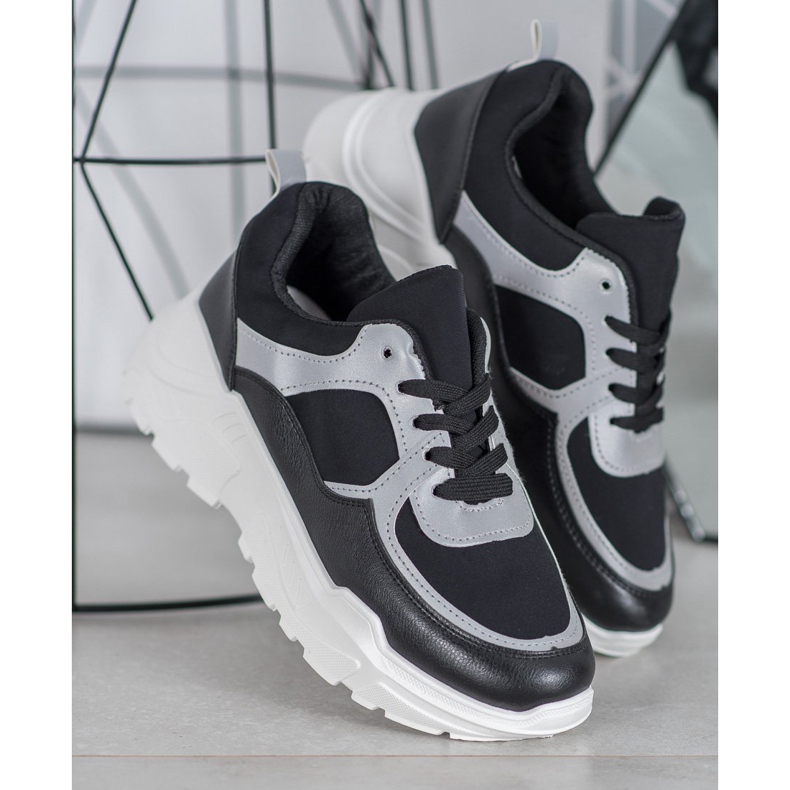 SHELOVET Klassiska svarta sneakers 2