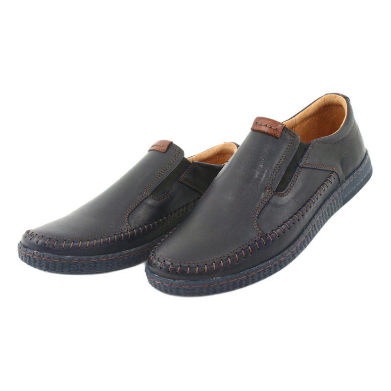 Riko Herrläder loafers 913 marinblå 3