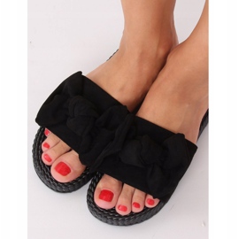 Svarta damtofflor med rosett YQ225P Svart 1