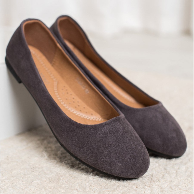 Diamantique Klassiska mockaballerinor grå 1