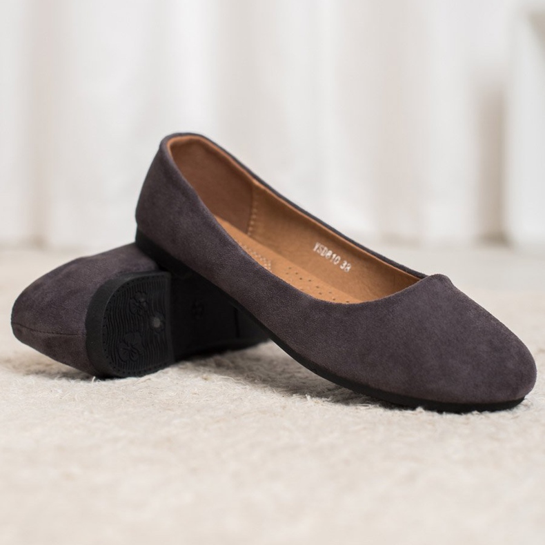 Diamantique Klassiska mockaballerinor grå 2