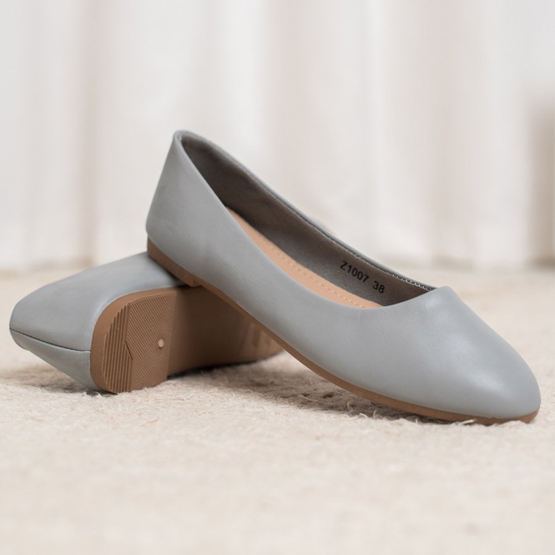 SHELOVET Klassisk Eco Leather Ballerina grå 1