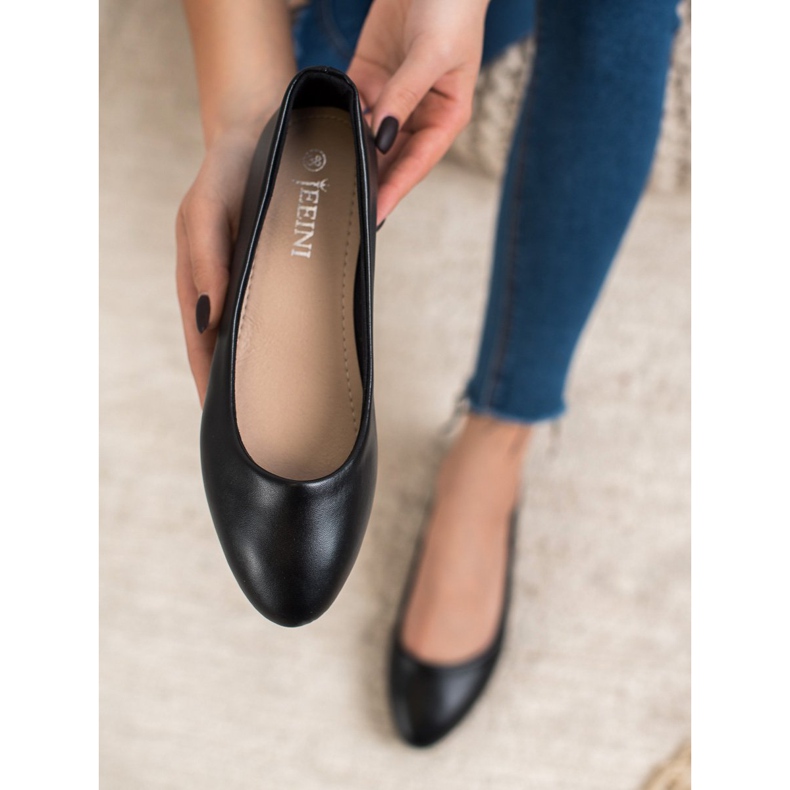 SHELOVET Klassisk Eco Leather Ballerina svart 1