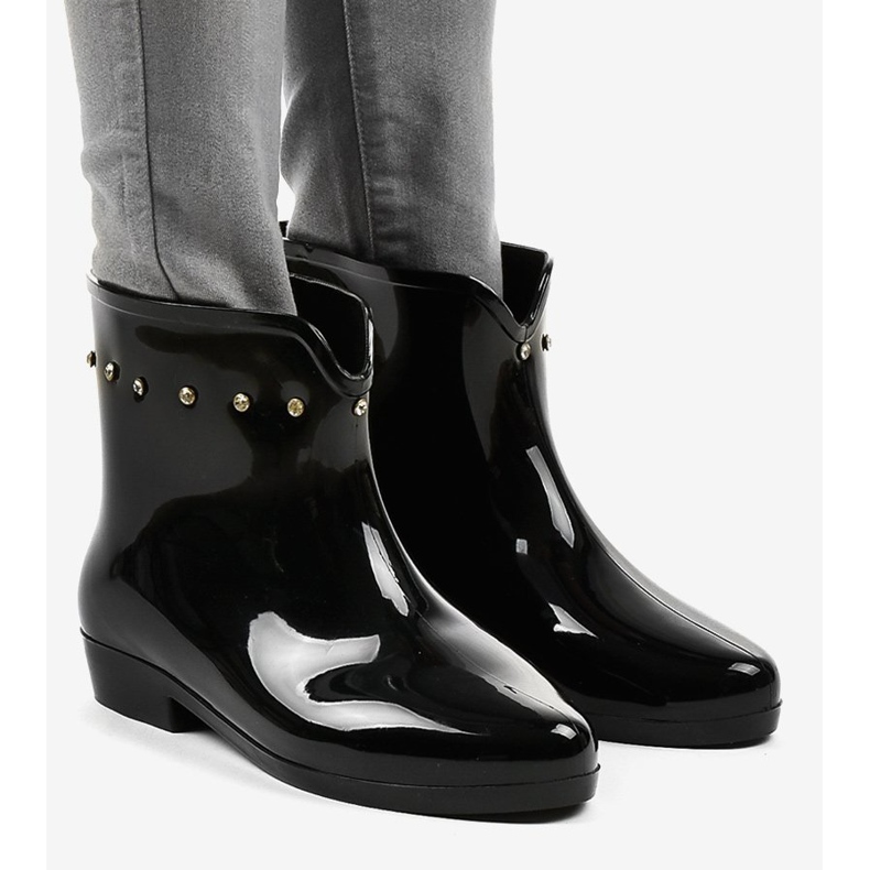 Svarta korta galoscher med kubiska zirkoner SD97E-1 1