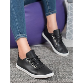 SHELOVET Snygga sneakers med ekoläder svart 1