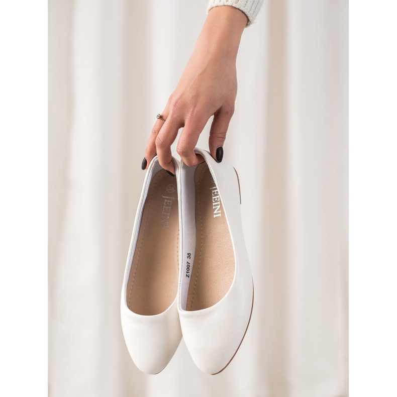 SHELOVET Klassisk Eco Leather Ballerina vit 2