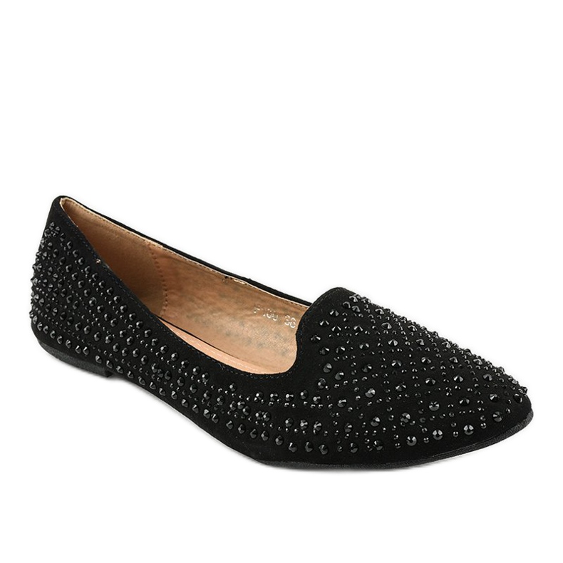 Svarta ballerinamockasiner dekorerade med F160 1