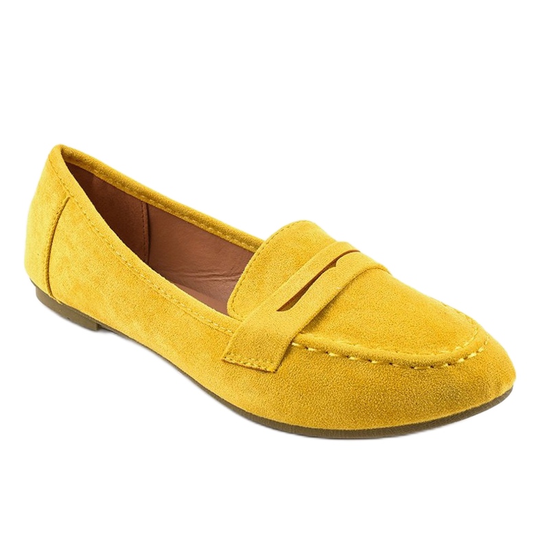 Gul ballerina loafers i ekologisk mocka B2030 1