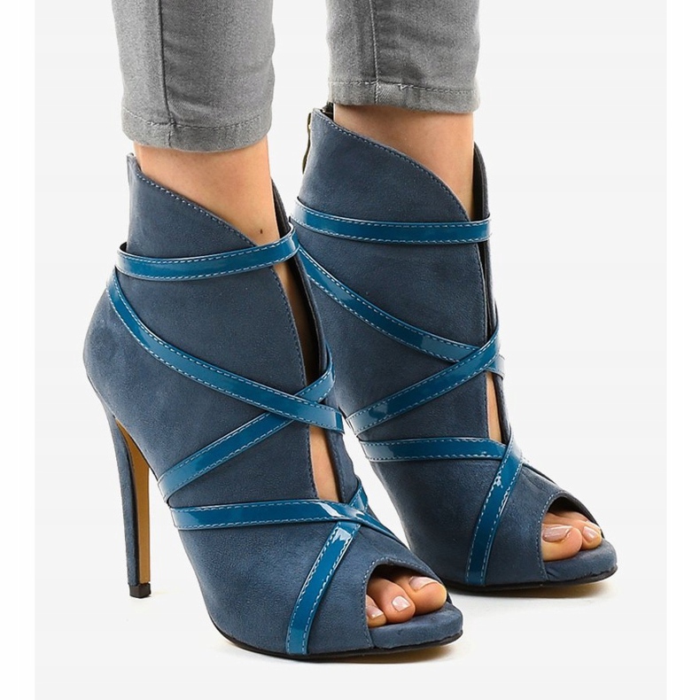 Blå mocka höga klackar SY-20 1