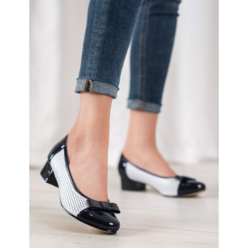 Goodin Openwork pumpar med en rosett vit blå 2