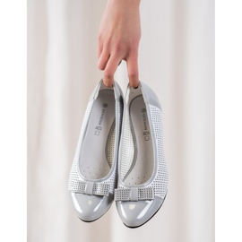 Goodin Openwork pumpar med en rosett vit grå 1