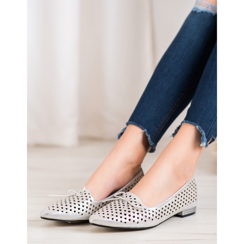 Goodin Eleganta genombrutna ballerinor grå 2