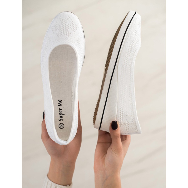 Super Me Openwork Ballerina On Wedge vit 2