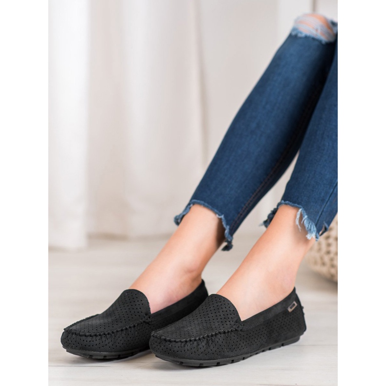 Goodin Openwork Loafers med mocka svart 1