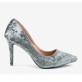 Francine Gray Velour Heels B-6 grå 2