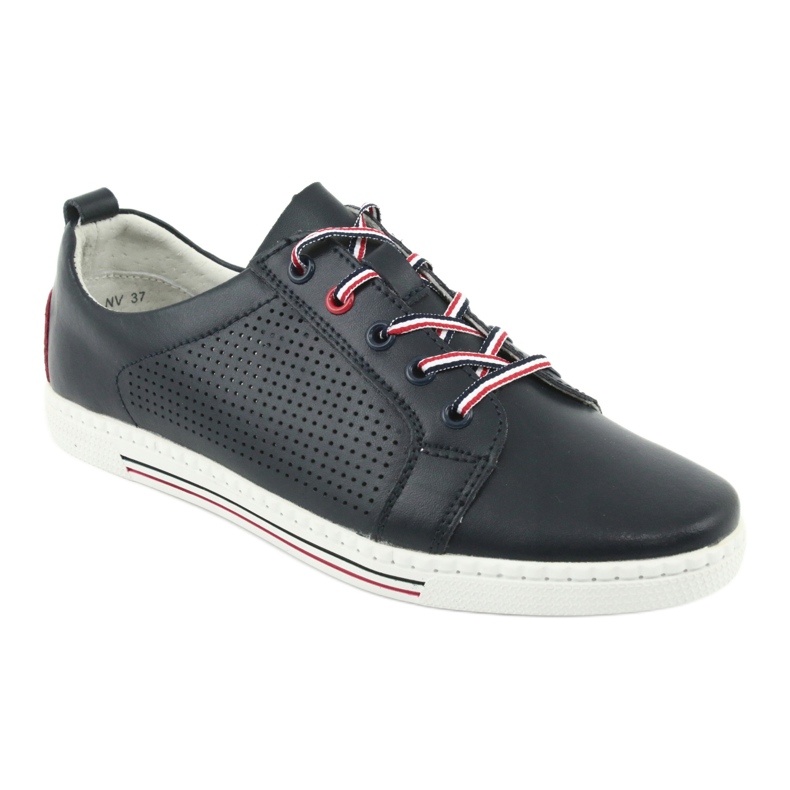 Läderskor sneakers FILIPPO DP008 röd marinblå 1