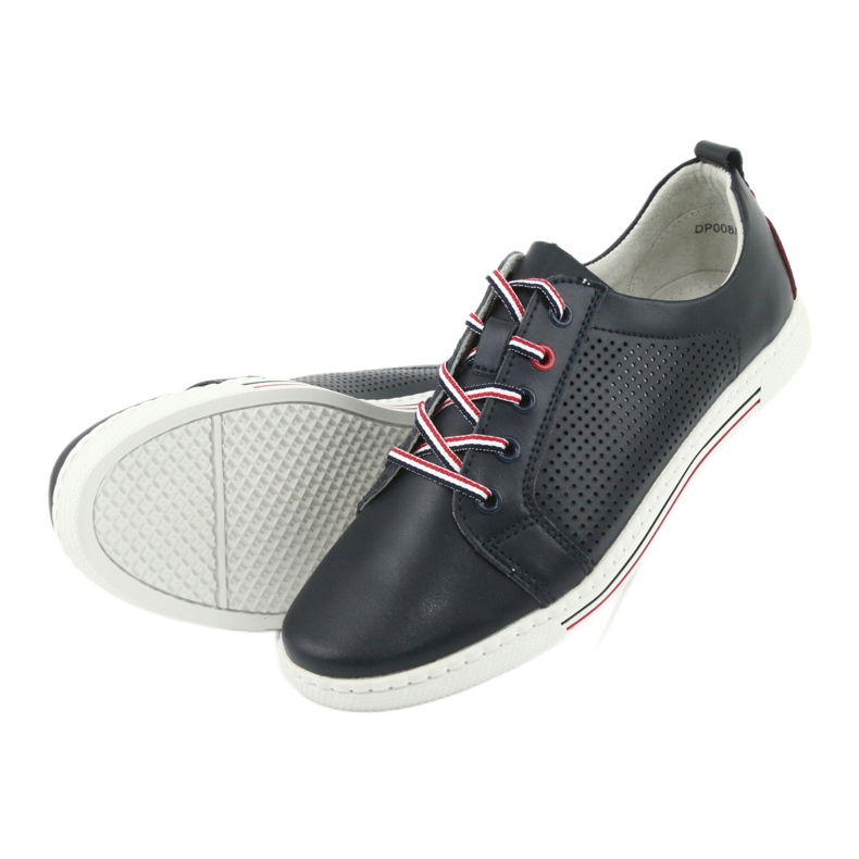 Läderskor sneakers FILIPPO DP008 röd marinblå 5