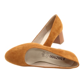 M.Daszyński Kvinnors pumpar SA173 kamelläderinsats gul 5