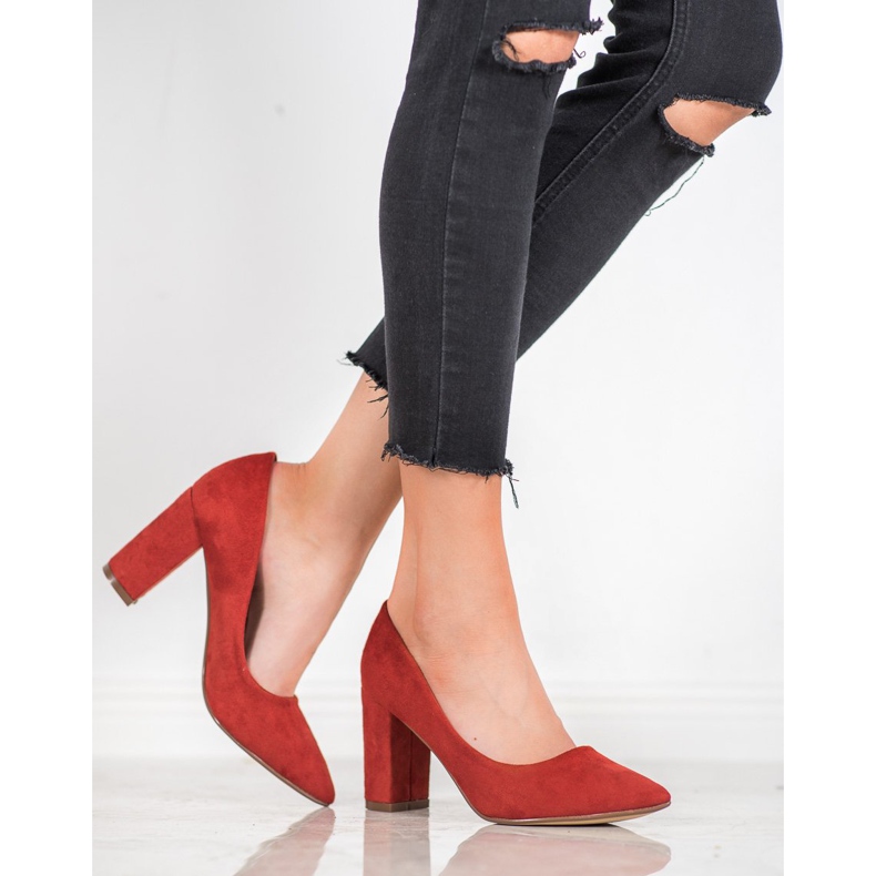 Ideal Shoes Laxhögklackade pumpar mångfärgad orange 1