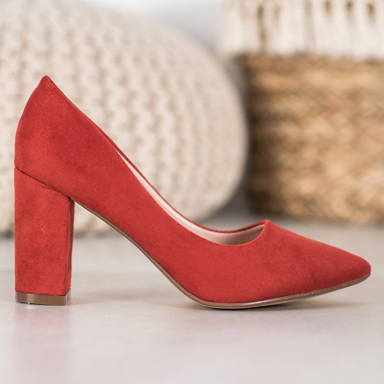 Ideal Shoes Laxhögklackade pumpar mångfärgad orange 2