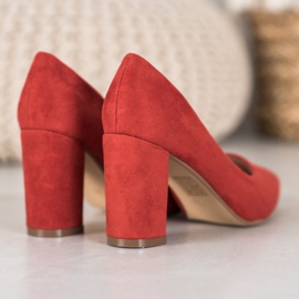 Ideal Shoes Laxhögklackade pumpar mångfärgad orange 3