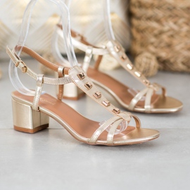 Small Swan Gyllene sandaler med dubbar 1