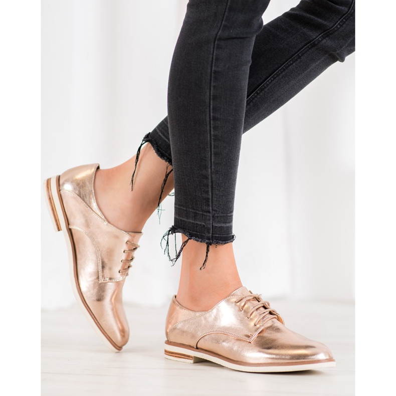 SHELOVET Gyllene skor med ekoläder 2