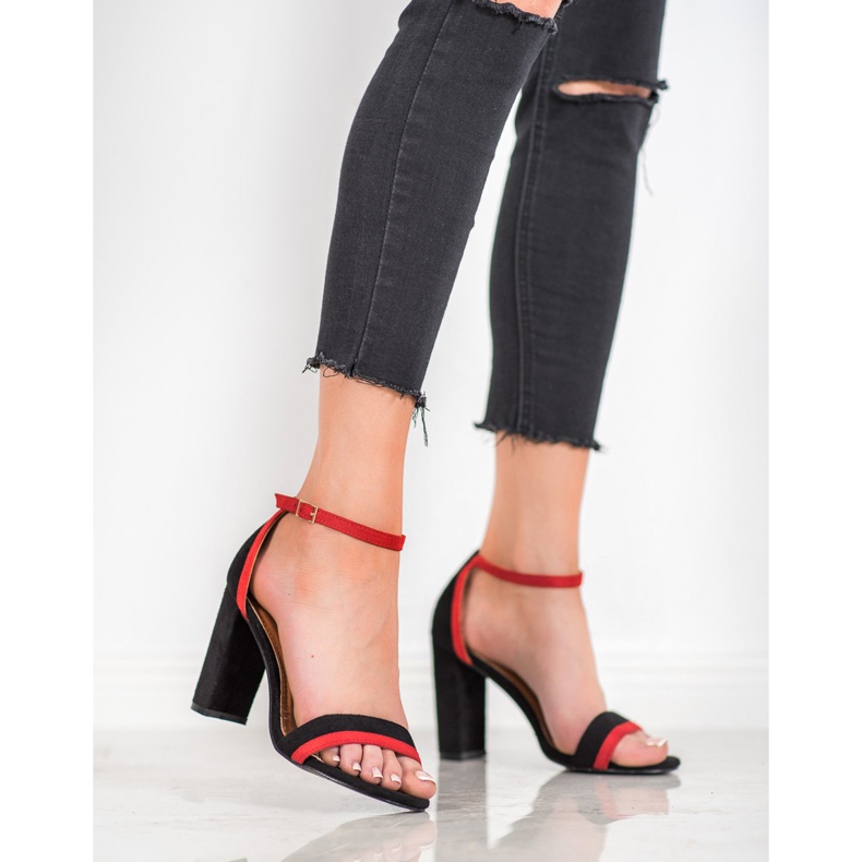 SHELOVET Snygga högklackade sandaler svart 2