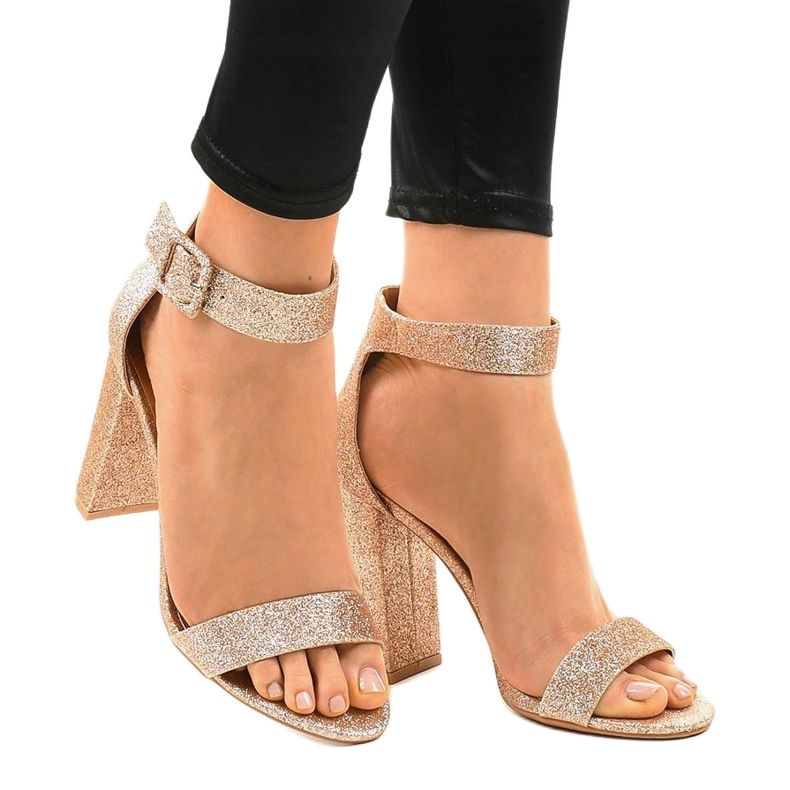 Rosa öppna glitterpumpar ZY-161 gul 1