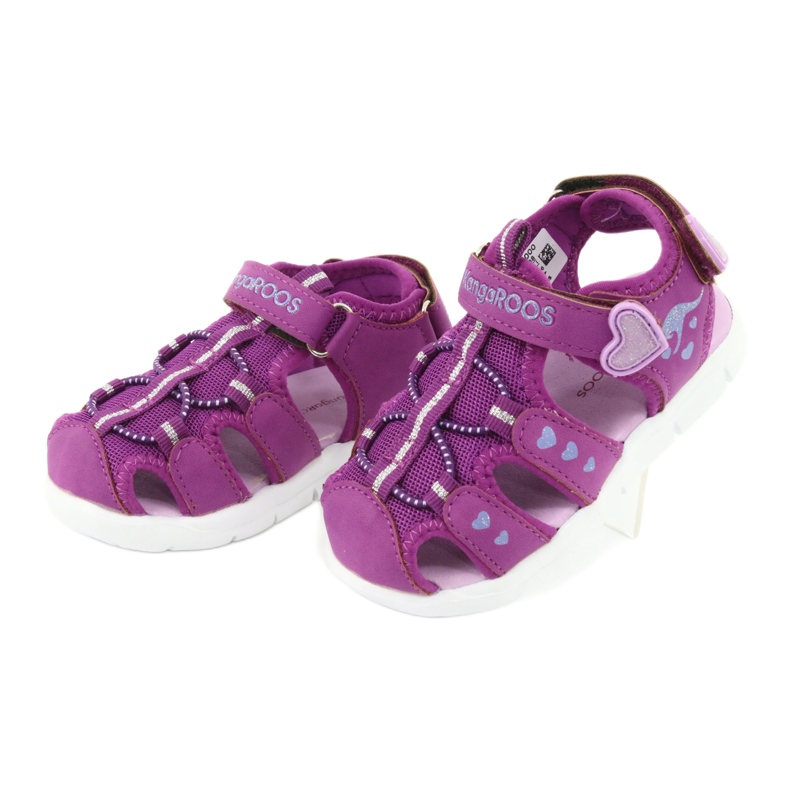 KangaRoos Sandaler tjejer med hjärtan Känguruer 02035 purpur rosa grå 3