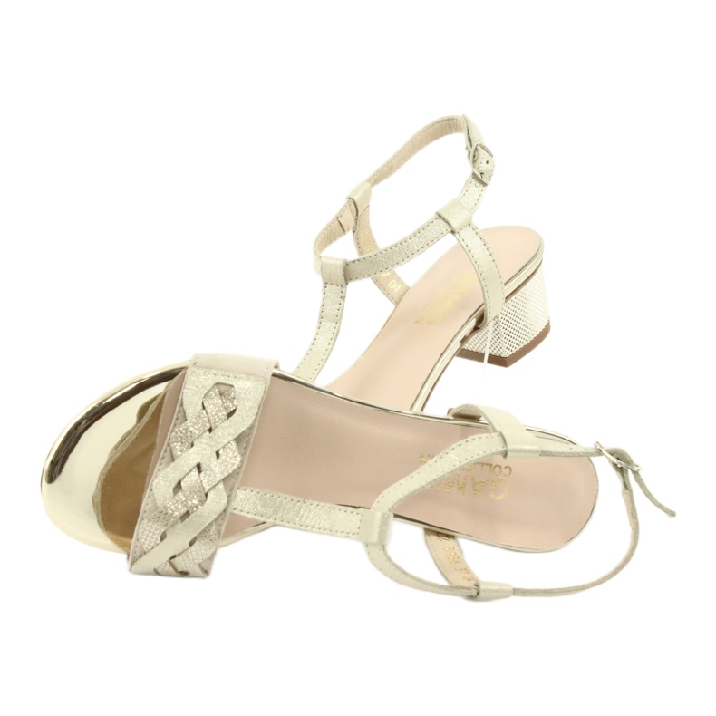 Gamis Kvinnors lädersandaler Beige/Gold 3936 5