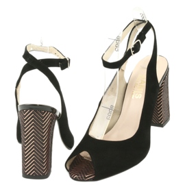 Gamis Kvinnors svarta lädersandaler svarta 3930 4