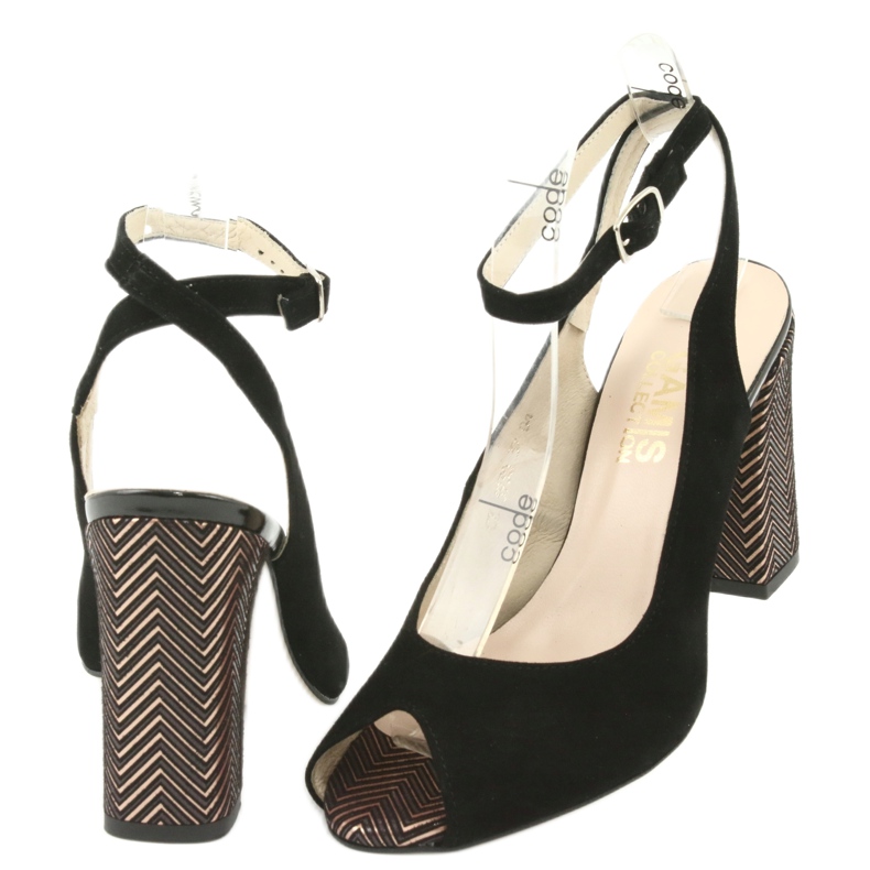 Gamis Kvinnors svarta lädersandaler svarta 3930 4