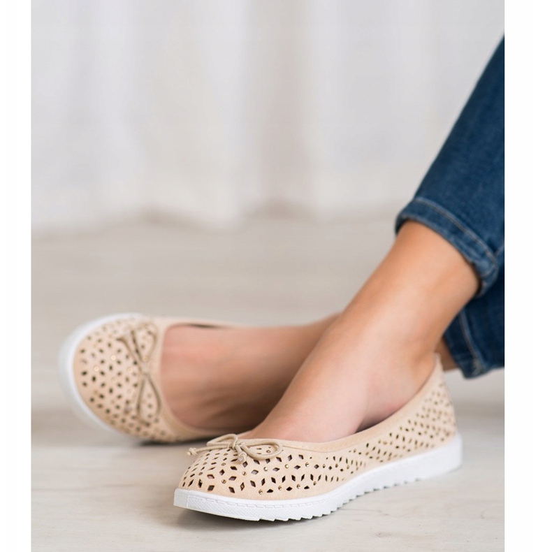 SHELOVET Openwork Ballerina Med En Rosett brun 1