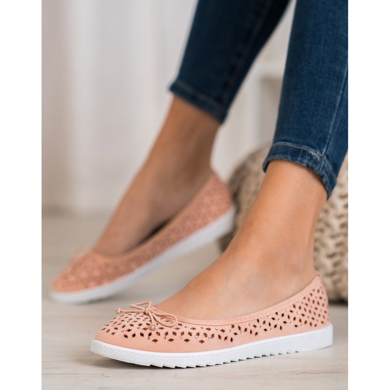 SHELOVET Openwork Ballerina Med En Rosett brun 1