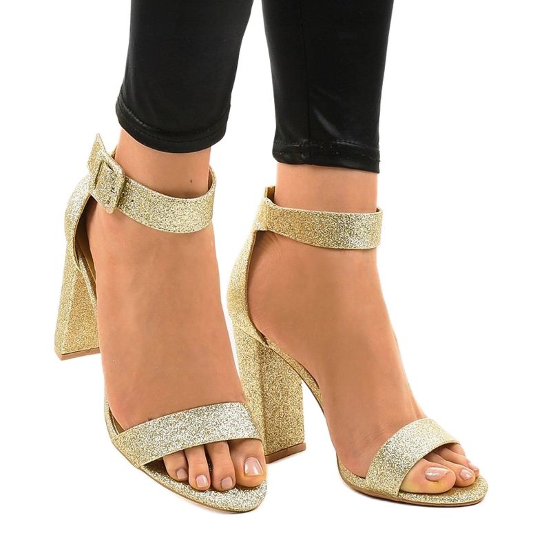 ZY-161 guldpumpar med öppna glitter gyllene 1