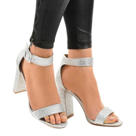 Silveröppnade glitterpumpar ZY-161 grå 1